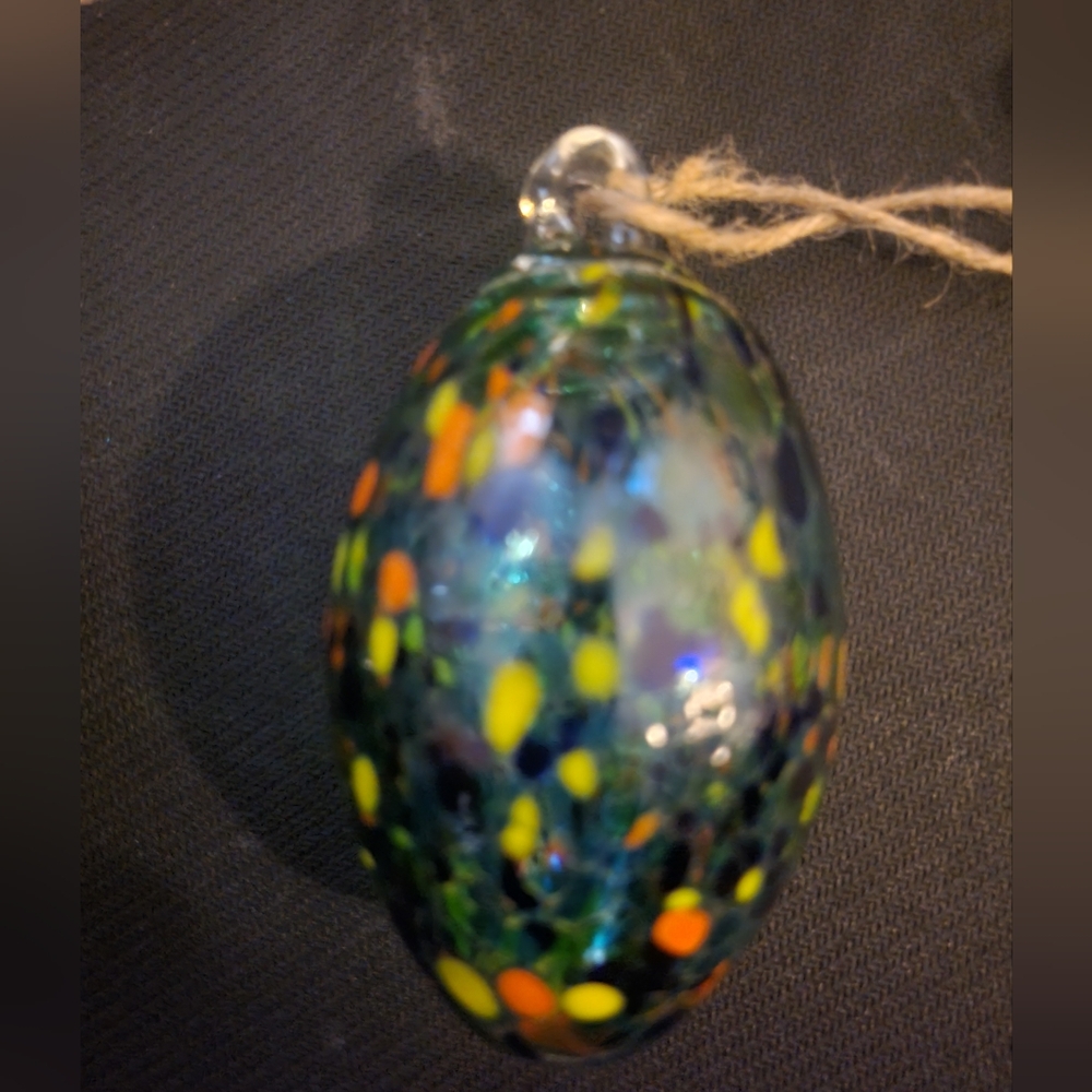 ☆NIB (6) Hand-blown Glass Egg Shape Ornaments Art Speckled & Swirled Patterns - Picture 9 of 16